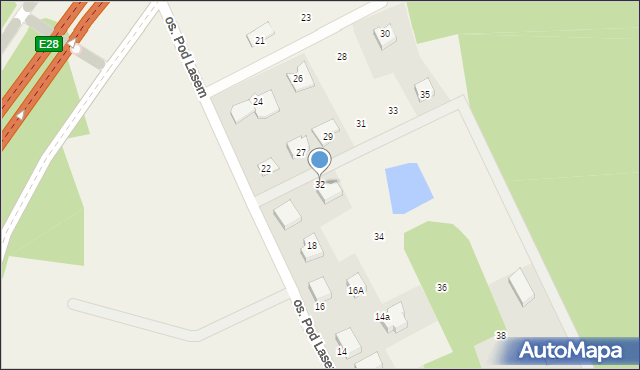 Mosty, Osiedle Pod Lasem, 32, mapa Mosty