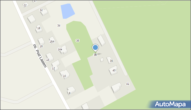 Mosty, Osiedle Pod Lasem, 38, mapa Mosty
