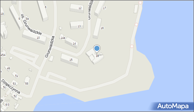 Mrągowo, Osiedle Grunwaldzkie, 18, mapa Mrągowo