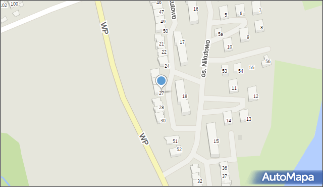 Mrągowo, Osiedle Nikutowo, 27, mapa Mrągowo