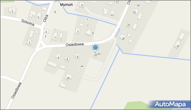 Mymoń, Osiedlowa, 12, mapa Mymoń