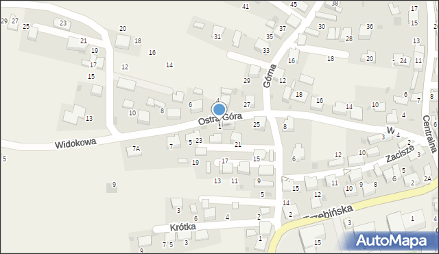 Myślachowice, Ostra Góra, 1, mapa Myślachowice