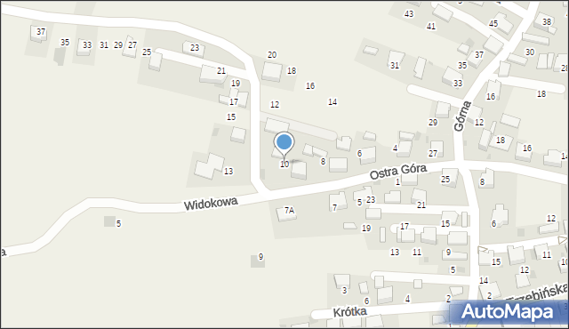 Myślachowice, Ostra Góra, 10, mapa Myślachowice