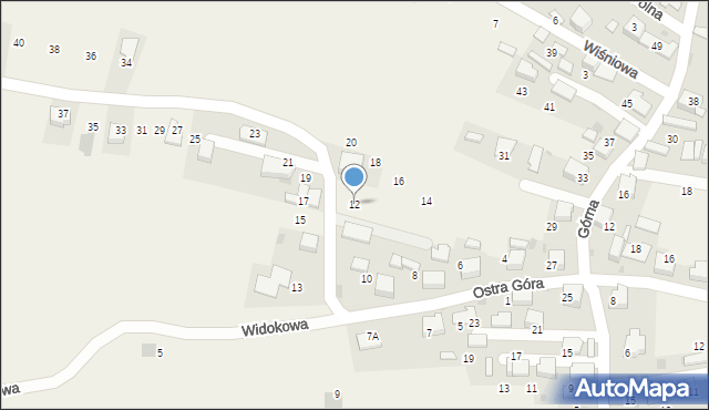 Myślachowice, Ostra Góra, 12, mapa Myślachowice
