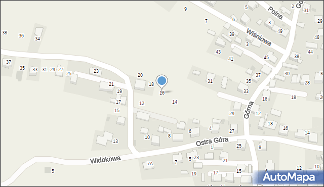 Myślachowice, Ostra Góra, 16, mapa Myślachowice