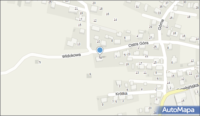 Myślachowice, Ostra Góra, 7A, mapa Myślachowice