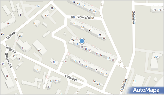Myślibórz, Osiedle Słowiańskie, 19, mapa Myślibórz