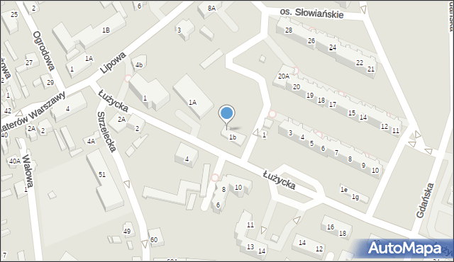 Myślibórz, Osiedle Słowiańskie, 1a, mapa Myślibórz