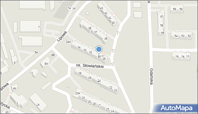 Myślibórz, Osiedle Słowiańskie, 30, mapa Myślibórz