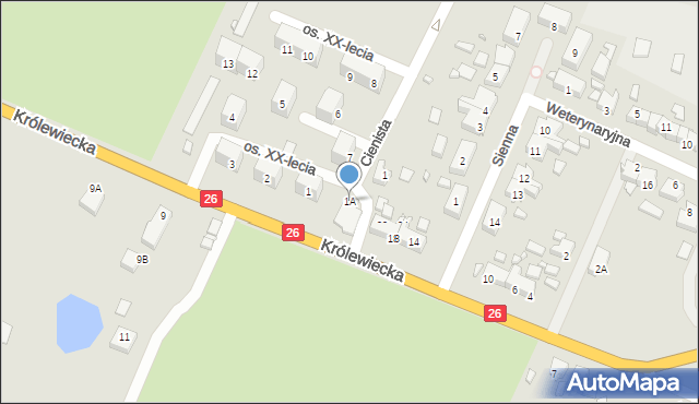 Myślibórz, Osiedle XX-lecia, 1A, mapa Myślibórz