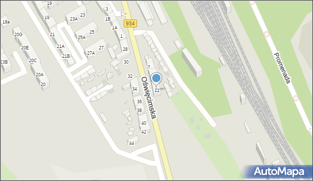 Mysłowice, Oświęcimska, 11, mapa Mysłowice