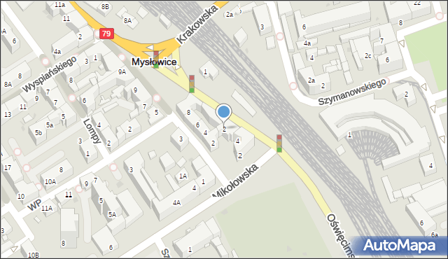Mysłowice, Oświęcimska, 2, mapa Mysłowice