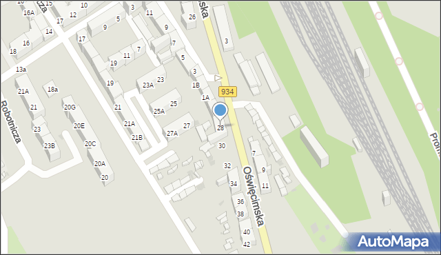 Mysłowice, Oświęcimska, 28, mapa Mysłowice
