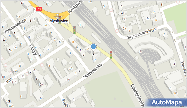 Mysłowice, Oświęcimska, 4, mapa Mysłowice