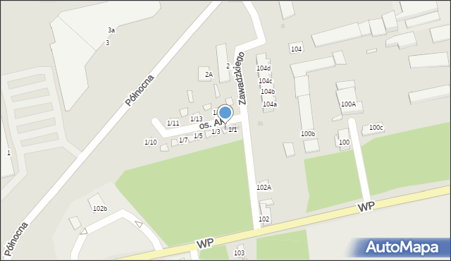 Nowa Sól, Osiedle Armii Krajowej, 1/2, mapa Nowa Sól