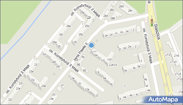 Nowa Sól, Osiedle Konstytucji 3 Maja, 11, mapa Nowa Sól