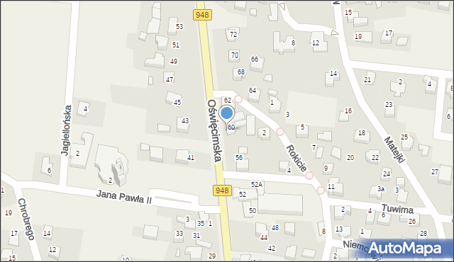 Nowa Wieś, Oświęcimska, 60a, mapa Nowa Wieś