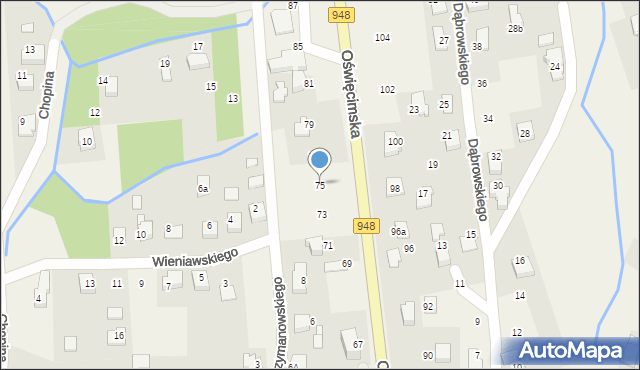 Nowa Wieś, Oświęcimska, 75, mapa Nowa Wieś
