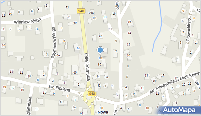 Nowa Wieś, Oświęcimska, 88, mapa Nowa Wieś