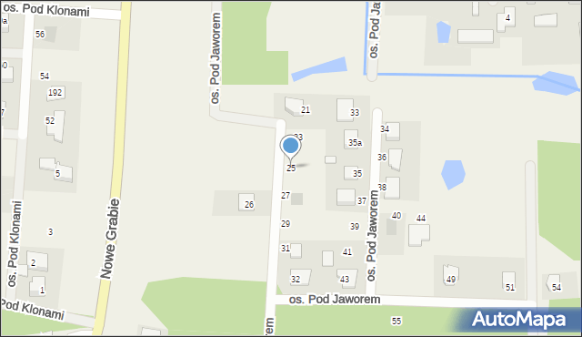 Nowe Grabie, Osiedle Pod Jaworem, 25, mapa Nowe Grabie