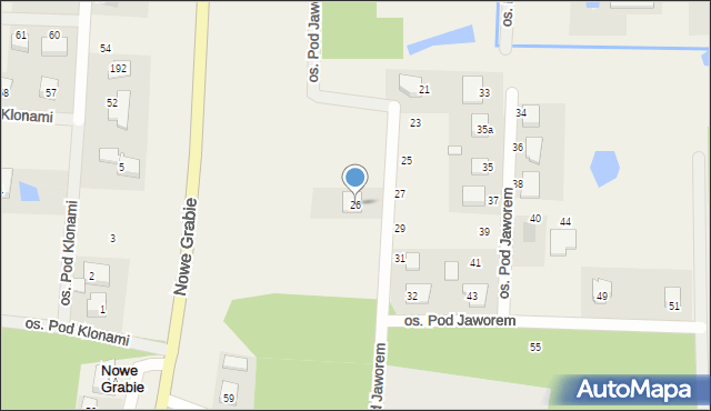 Nowe Grabie, Osiedle Pod Jaworem, 26, mapa Nowe Grabie