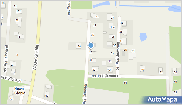 Nowe Grabie, Osiedle Pod Jaworem, 29, mapa Nowe Grabie
