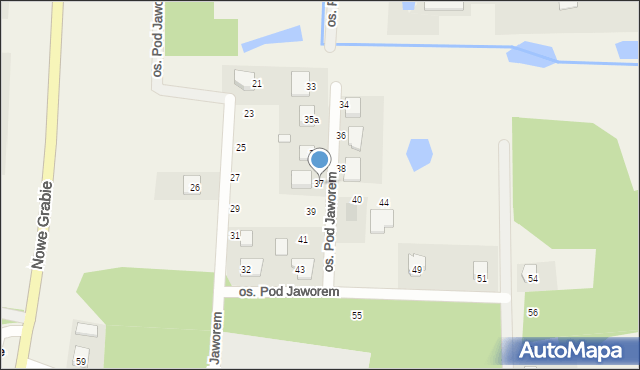 Nowe Grabie, Osiedle Pod Jaworem, 37, mapa Nowe Grabie