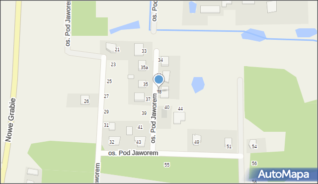 Nowe Grabie, Osiedle Pod Jaworem, 38, mapa Nowe Grabie