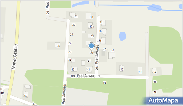 Nowe Grabie, Osiedle Pod Jaworem, 39, mapa Nowe Grabie