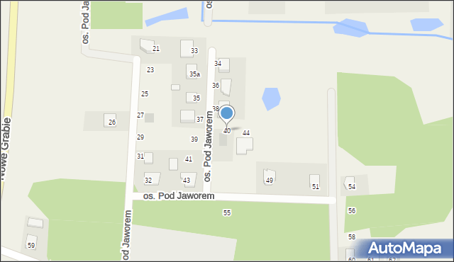 Nowe Grabie, Osiedle Pod Jaworem, 40, mapa Nowe Grabie