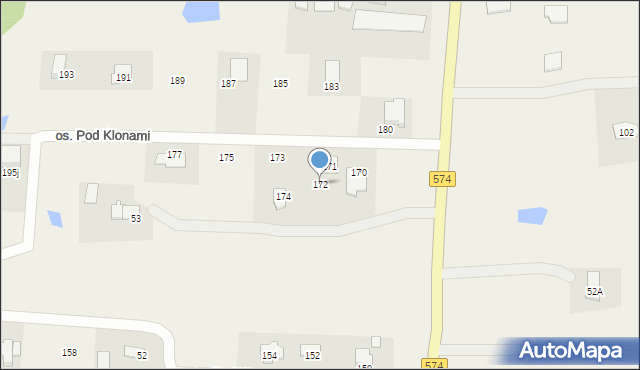Nowe Grabie, Osiedle Pod Klonami, 172, mapa Nowe Grabie