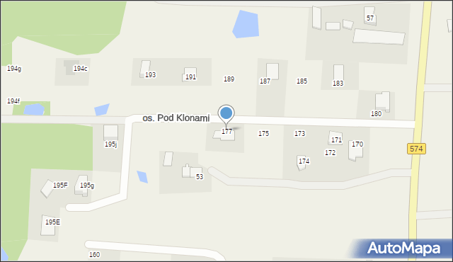 Nowe Grabie, Osiedle Pod Klonami, 177, mapa Nowe Grabie