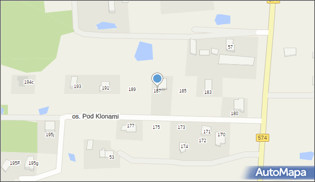Nowe Grabie, Osiedle Pod Klonami, 187, mapa Nowe Grabie