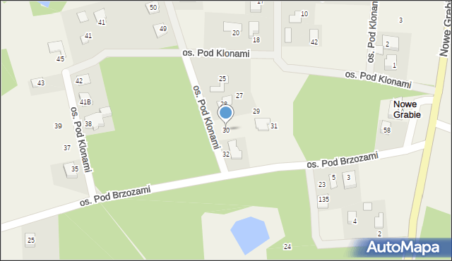 Nowe Grabie, Osiedle Pod Klonami, 30, mapa Nowe Grabie
