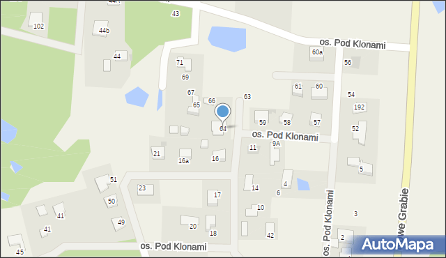 Nowe Grabie, Osiedle Pod Klonami, 64, mapa Nowe Grabie