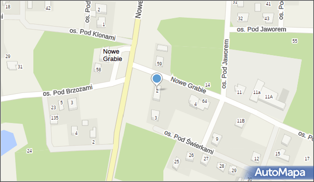Nowe Grabie, Osiedle Pod Świerkami, 2, mapa Nowe Grabie