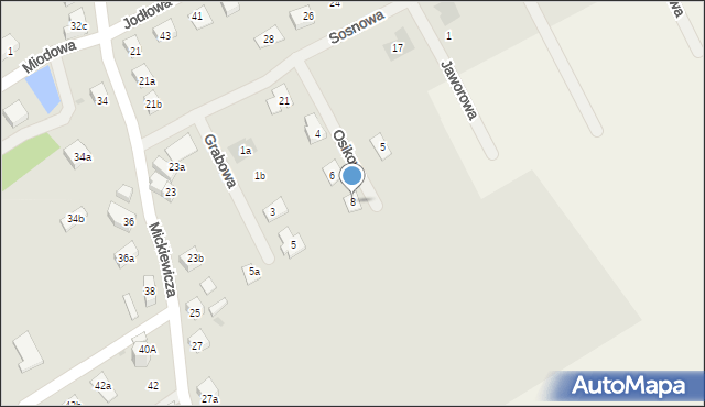 Nowogrodziec, Osikowa, 8, mapa Nowogrodziec