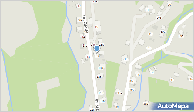 Nowy Targ, Osiedle Gazdy, 13a, mapa Nowego Targu