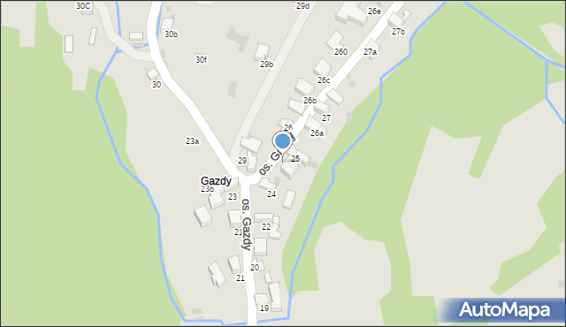 Nowy Targ, Osiedle Gazdy, 25A, mapa Nowego Targu
