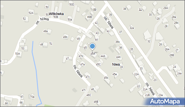 Nowy Targ, Osiedle Niwa, 45A, mapa Nowego Targu