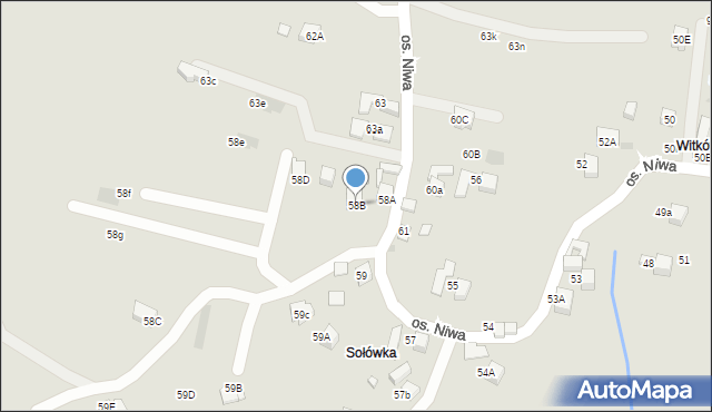 Nowy Targ, Osiedle Niwa, 58B, mapa Nowego Targu