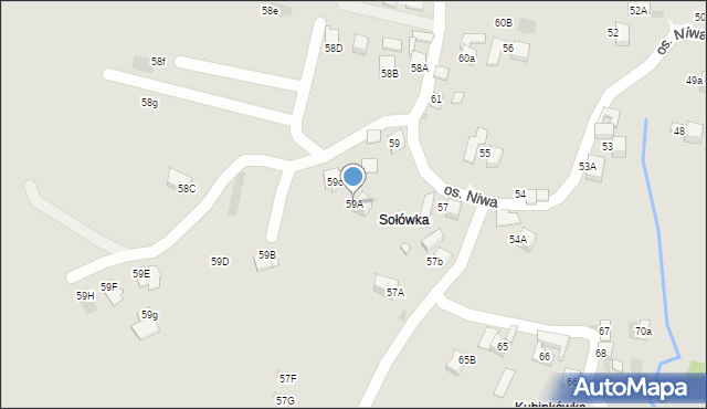 Nowy Targ, Osiedle Niwa, 59A, mapa Nowego Targu