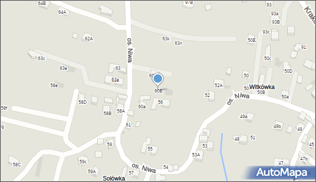 Nowy Targ, Osiedle Niwa, 60B, mapa Nowego Targu