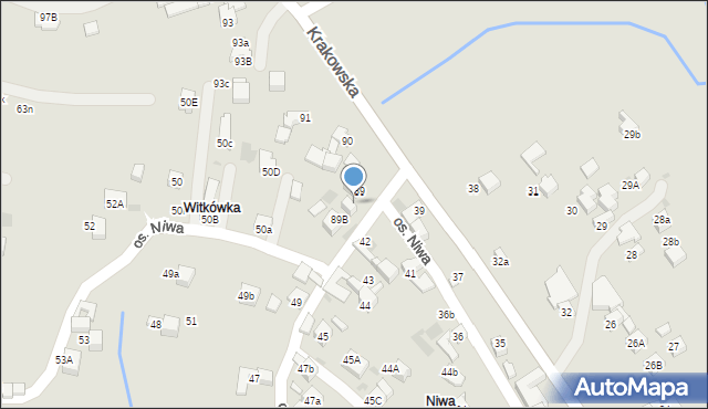 Nowy Targ, Osiedle Niwa, 89A, mapa Nowego Targu