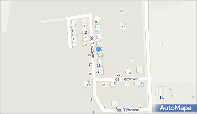 Nowy Tomyśl, Osiedle Tęczowe, 32, mapa Nowy Tomyśl