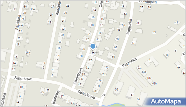 Nowy Tomyśl, Osiedlowa, 25, mapa Nowy Tomyśl