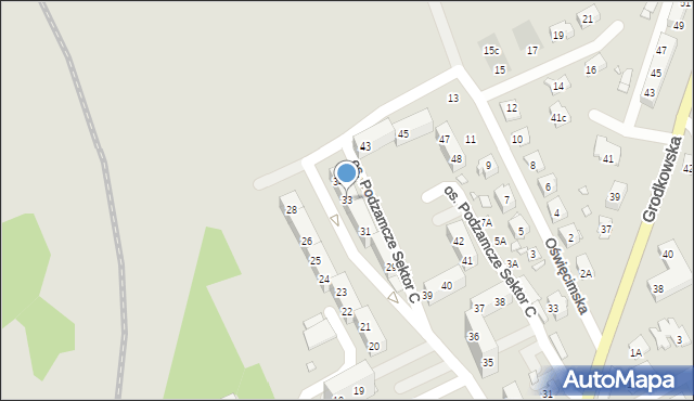 Nysa, Osiedle Podzamcze Sektor C, 33, mapa Nysy