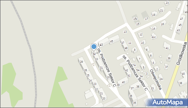 Nysa, Osiedle Podzamcze Sektor C, 34, mapa Nysy