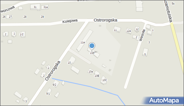 Obrzycko, Ostrorogska, 11b, mapa Obrzycko