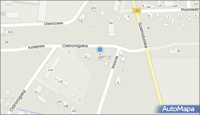 Obrzycko, Ostrorogska, 12a, mapa Obrzycko